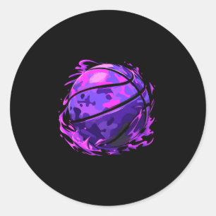 Purple Sketll Camouflage For Men Women Kids Youth Classic Round Sticker