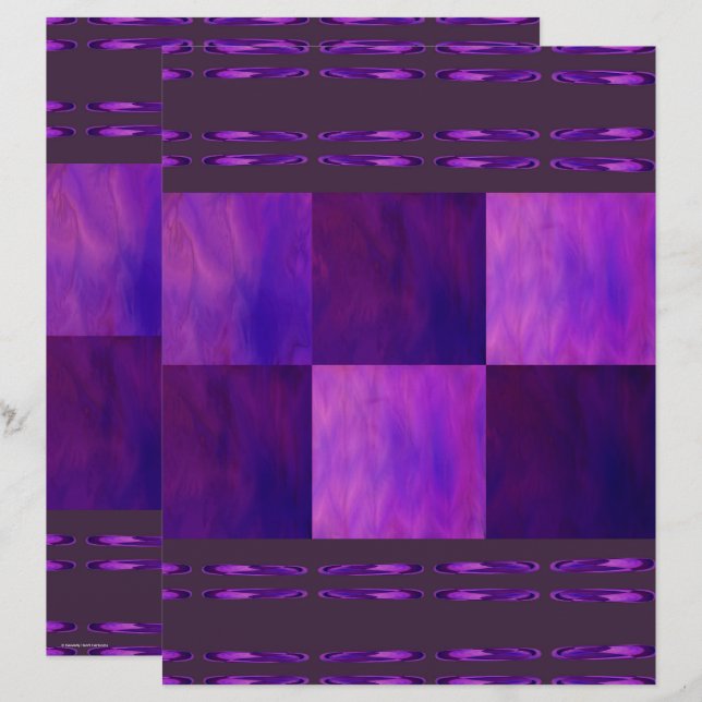 Purple Skies Tiles Scrapbook Paper 2-Sided Page (Front/Back)