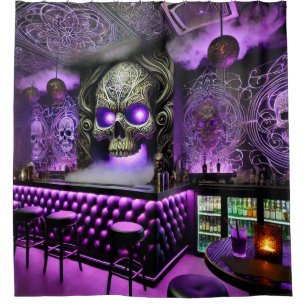 Purple Skull Bar Shower Curtain