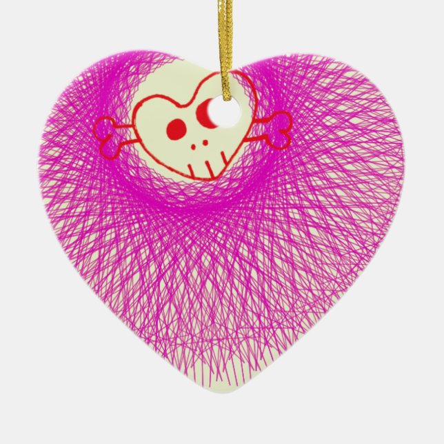 purple skull & bones ceramic ornament (Front)