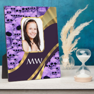 Purple skull collage plaque