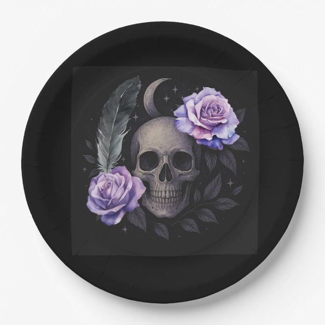 PURPLE SKULL  PAPER PLATE (Front)