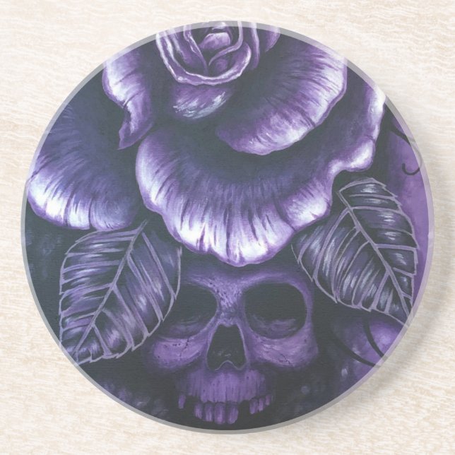 Purple Skull & Rose Coaster by Gregg's Deep Colour (Front)