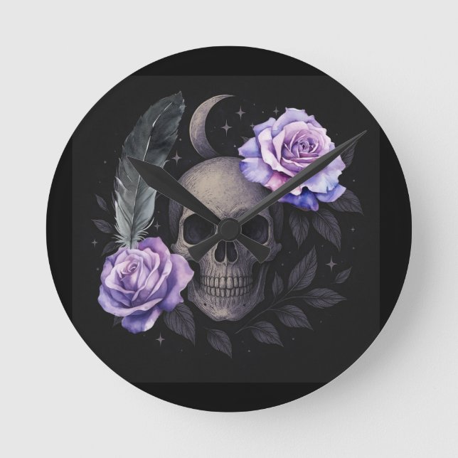 PURPLE SKULL  ROUND CLOCK (Front)