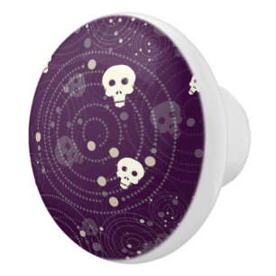 Purple skull silhouette pattern ceramic knob
