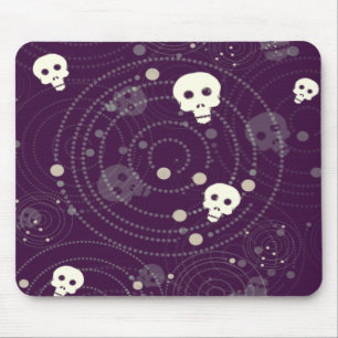Purple skull silhouette pattern mouse pad