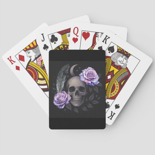 PURPLE SKULL T-Shirt Playing Cards (Back)