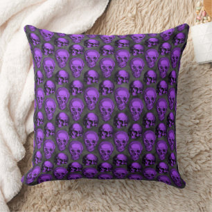 Purple Skulls and Sunflower Series Design 1  Cushion