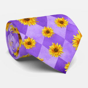 Purple Skulls and Sunflower Series Design 2 Tie