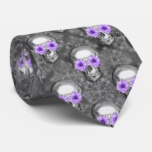 Purple Skulls and Sunflower Series Design 3 Tie