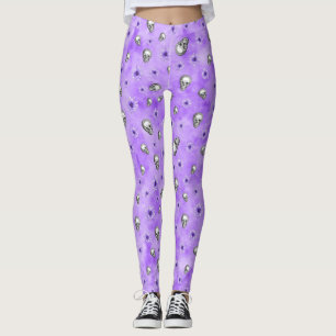 Purple Skulls and Sunflower Series Design 4  Leggings