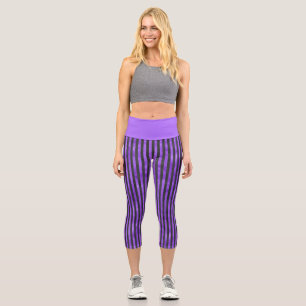 Purple Skulls and Sunflower Series Design 5 Capri Leggings