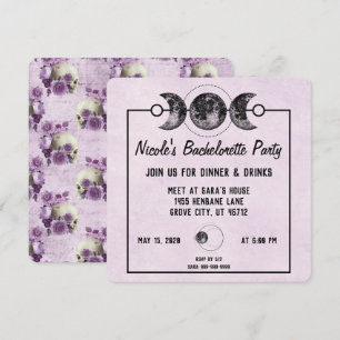 Purple Skulls Gothic Bachelorette Party Invites