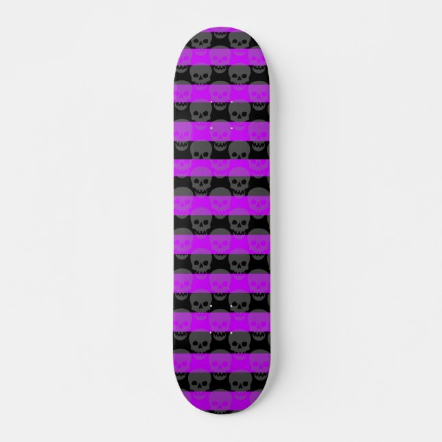 Purple Skulls & Stripes Skateboard Deck (Front)