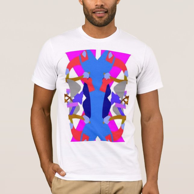 Purple, sky blue Afrocentric design T-Shirt (Front)