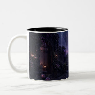 Purple Sky Floating Castle Gothic Black Mug