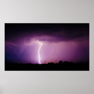 Purple Sky Lightning Storm Poster