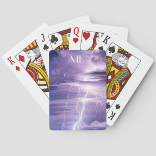 Purple Sky Lightning Strikes Customised Playing Cards