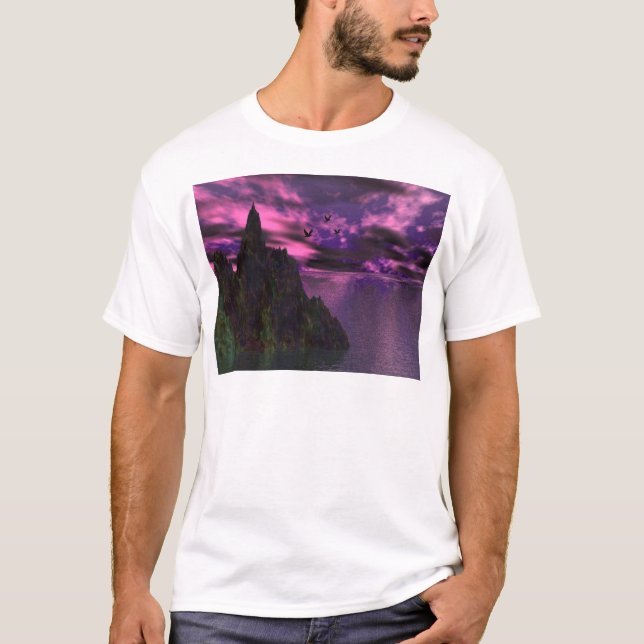 Purple Sky with birds 3d T-Shirt (Front)