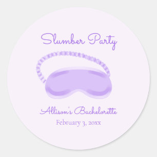 Purple Sleep Mask Bachelorette Slumber Party Classic Round Sticker