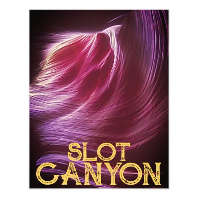 Purple Slot Canyon Pink Text or Your Photo & Text  Print (Front)