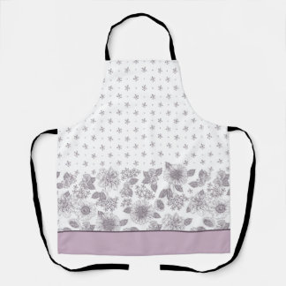 Purple small & big flowers apron