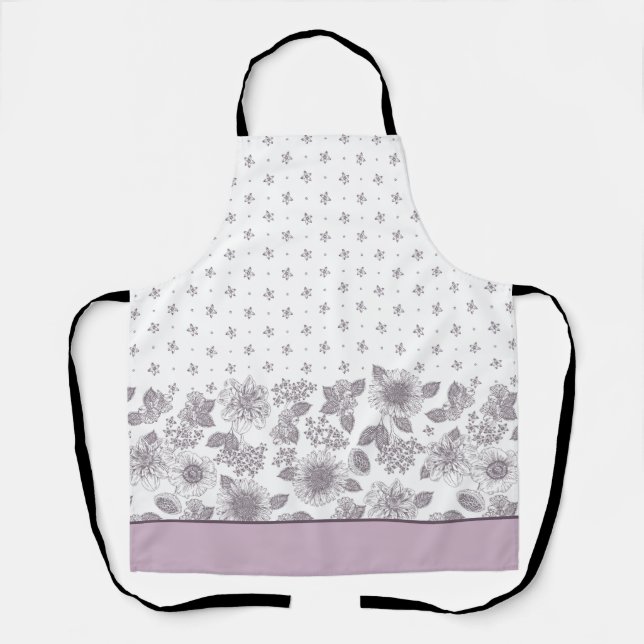 Purple small & big flowers apron (Front)
