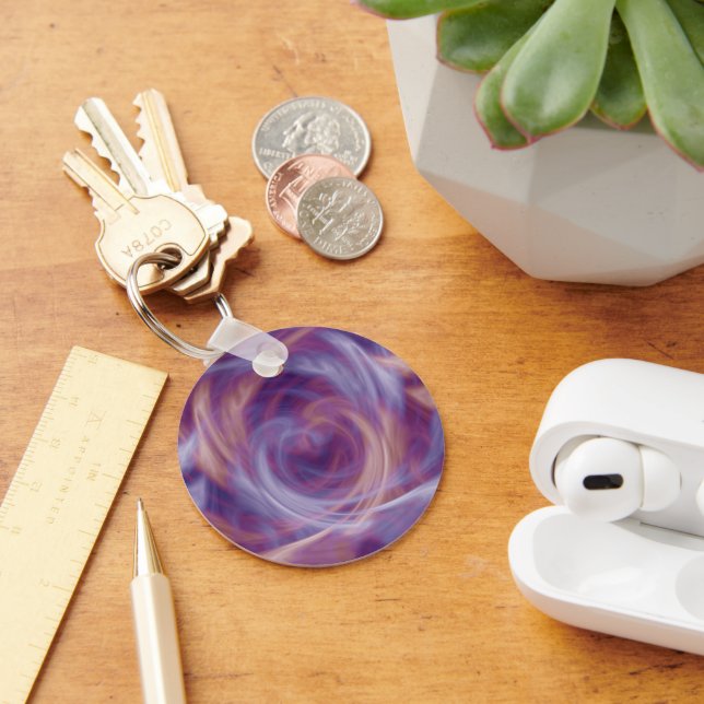 Purple Smoke Basic Round Button Keychain (Desk)