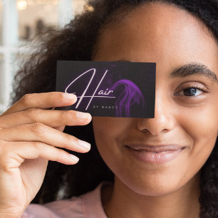 Purple Smoke Neon Hair Salon Business Card