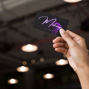 Purple Smoke Neon Makeup Artist Business Card