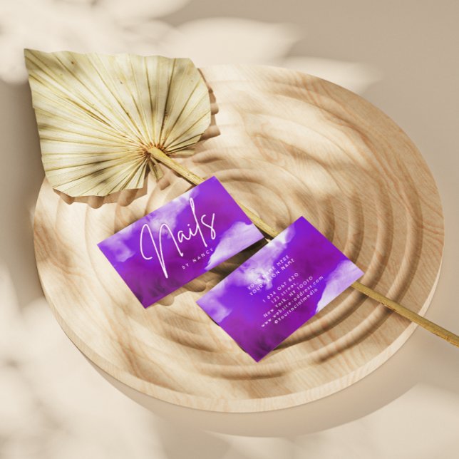 Purple Smoke & Neon Nail Artist Nail Tech Business Card (Creator Uploaded)