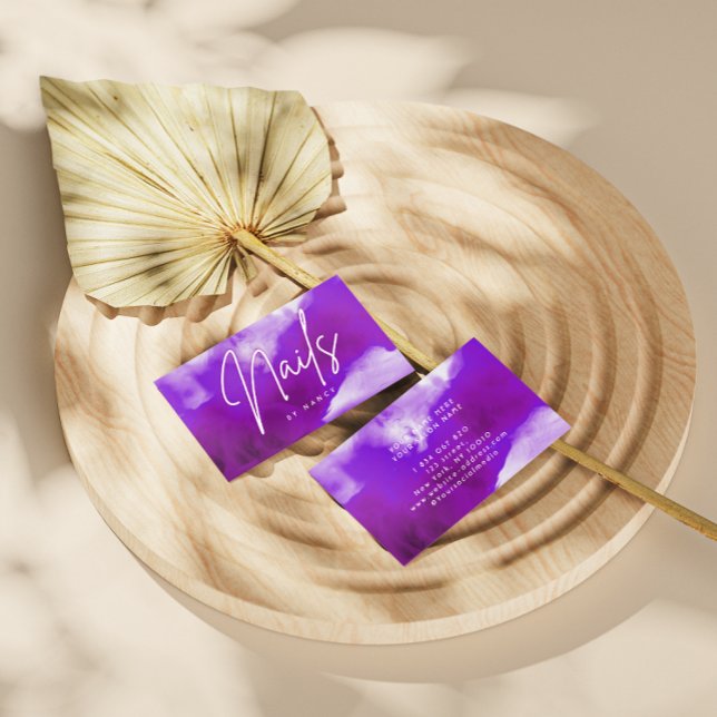 Purple Smoke & Neon Nail Artist Nail Tech Business Card (Creator Uploaded)
