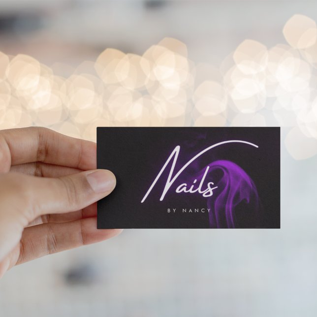 Purple Smoke Neon Nails Business Card (Creator Uploaded)
