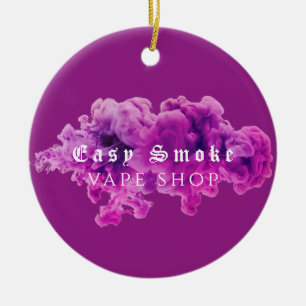 Purple Smoke Vape Shop Business Ceramic Ornament