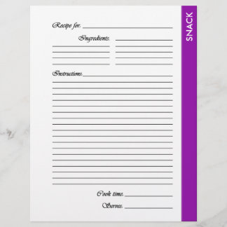 Purple SNACK 2-sided Recipe Pages