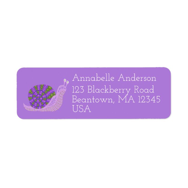 Purple Snail Mail Return Address Label (Front)
