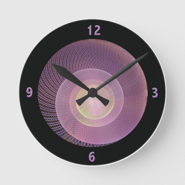 Purple Snail Shell Fractal Clock with Numbers (Front)