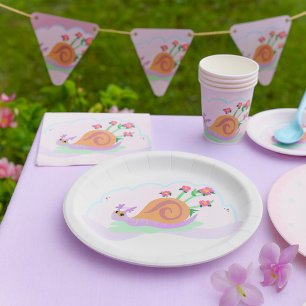 Purple Snail with Flower Shell Paper Plate