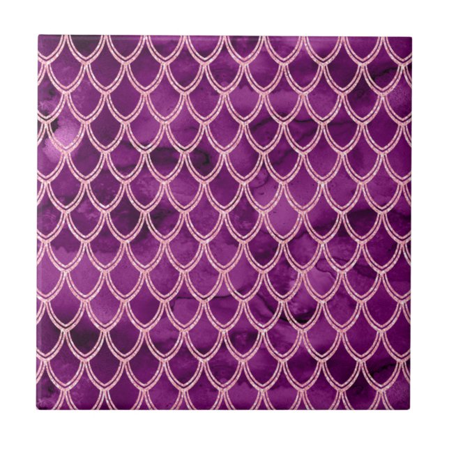 Purple Snake Serpent Reptile Pattern Ceramic Tile (Front)