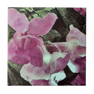 Purple snapdragons in watercolor ceramic tile