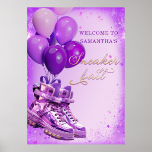 Purple Sneakerhead Welcome Birthday Party Sign