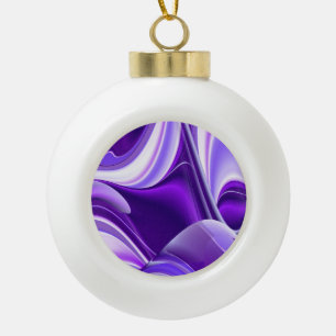 Purple Snow-Flower Dream Ceramic Ball Christmas Ornament