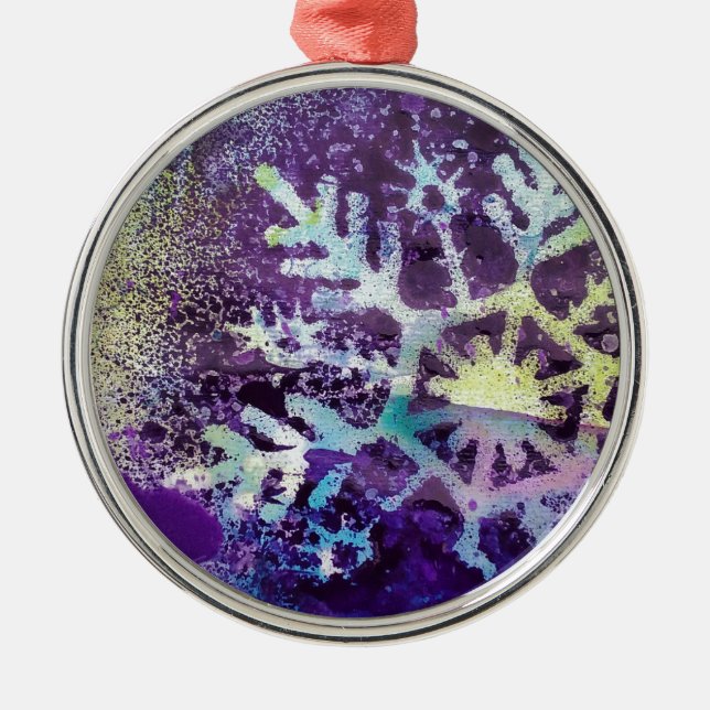 Purple Snow Metal Ornament (Front)