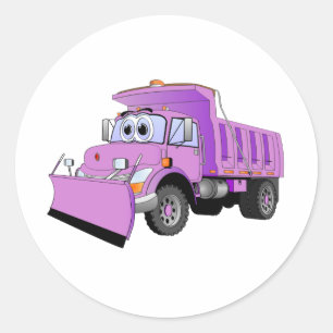 Purple Snow Plough Cartoon Classic Round Sticker
