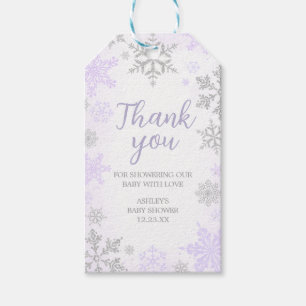 Purple Snowflake Baby Shower Favour Tags