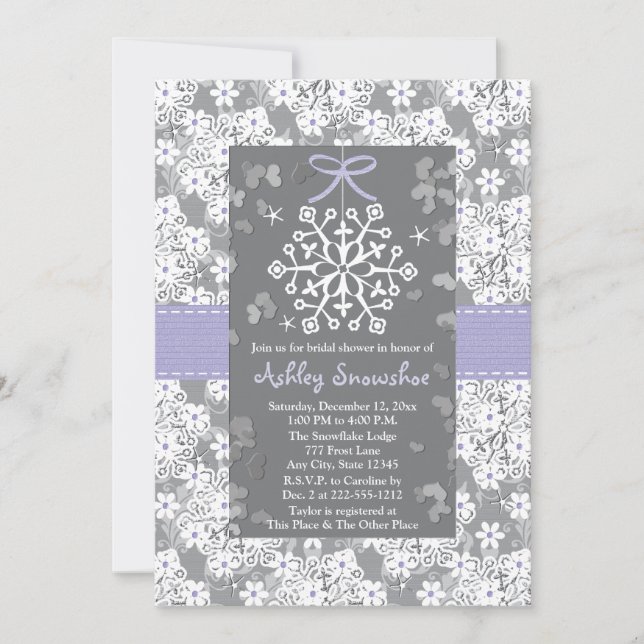 Purple Snowflake Bridal Shower Invitations (Front)