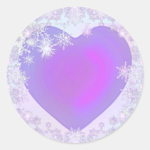 Purple Snowflake Classic Round Sticker