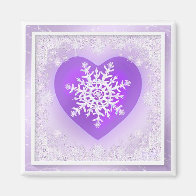 Purple snowflake magnet (Front)