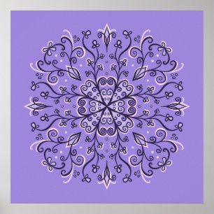Purple Snowflake Mandala - Elegant Winter Ornament Poster