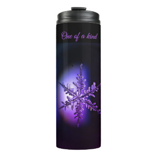 Purple snowflake on black thermal tumbler